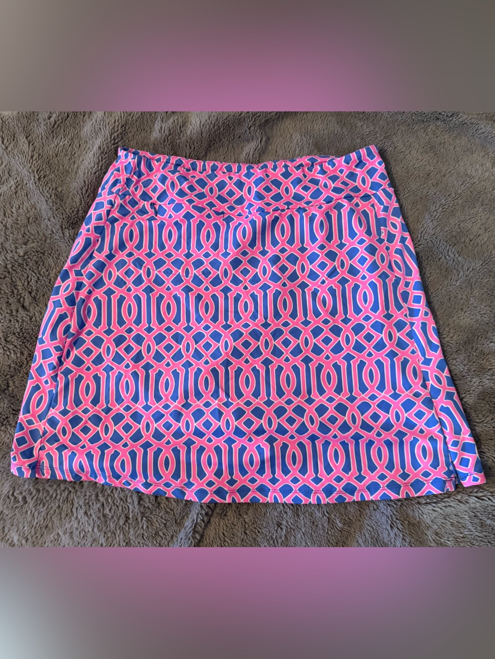 Lulu-B Hot Pink and Blue Geometric Mini Skort
